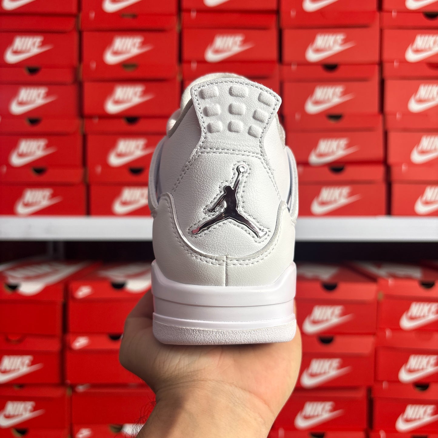 Nike Air Jordan 4 Retro Pure Money Scarpe Uomo Donna White Metallic Silver