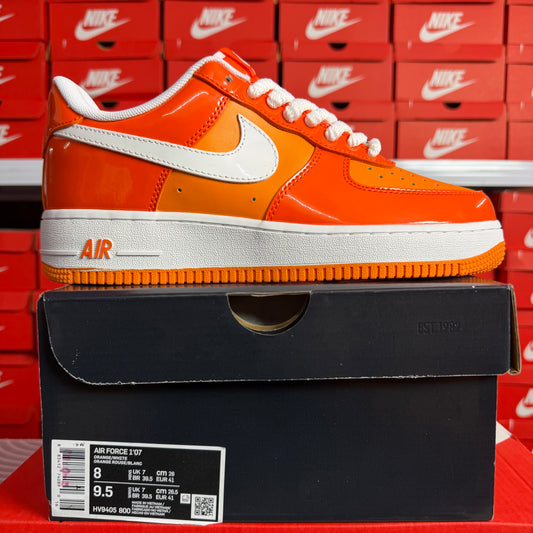 Nike Air Force 1 '07 LV8 Safety Orange Patent Scarpe Sneakers Uomo Donna