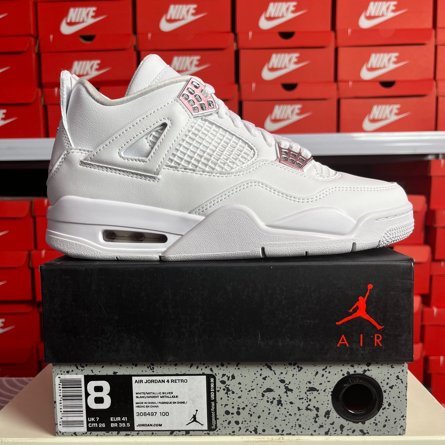 Nike Air Jordan 4 Retro Pure Money Scarpe Uomo Donna White Metallic Silver