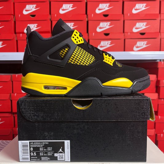 Nike Air Jordan 4 Retro Thunder Black Yellow Uomo Donna Sneakers Scarpe