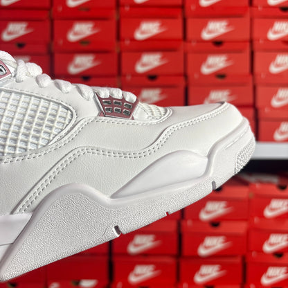 Nike Air Jordan 4 Retro Pure Money Scarpe Uomo Donna White Metallic Silver