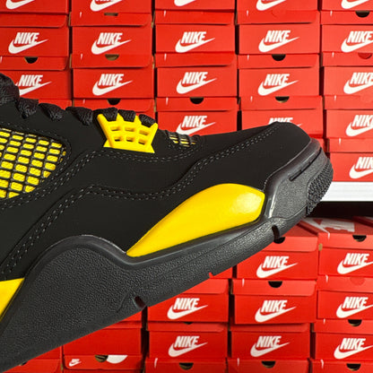 Nike Air Jordan 4 Retro Thunder Black Yellow Uomo Donna Sneakers Scarpe