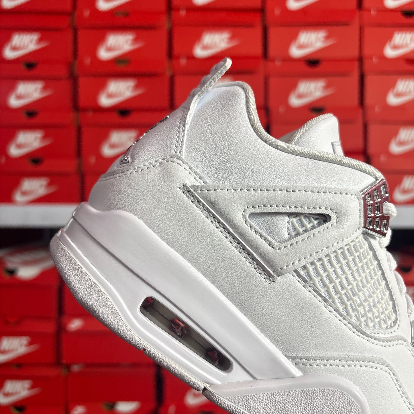 Nike Air Jordan 4 Retro Pure Money Scarpe Uomo Donna White Metallic Silver