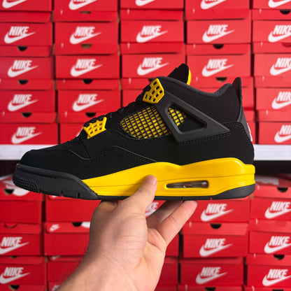 Nike Air Jordan 4 Retro Thunder Black Yellow Uomo Donna Sneakers Scarpe