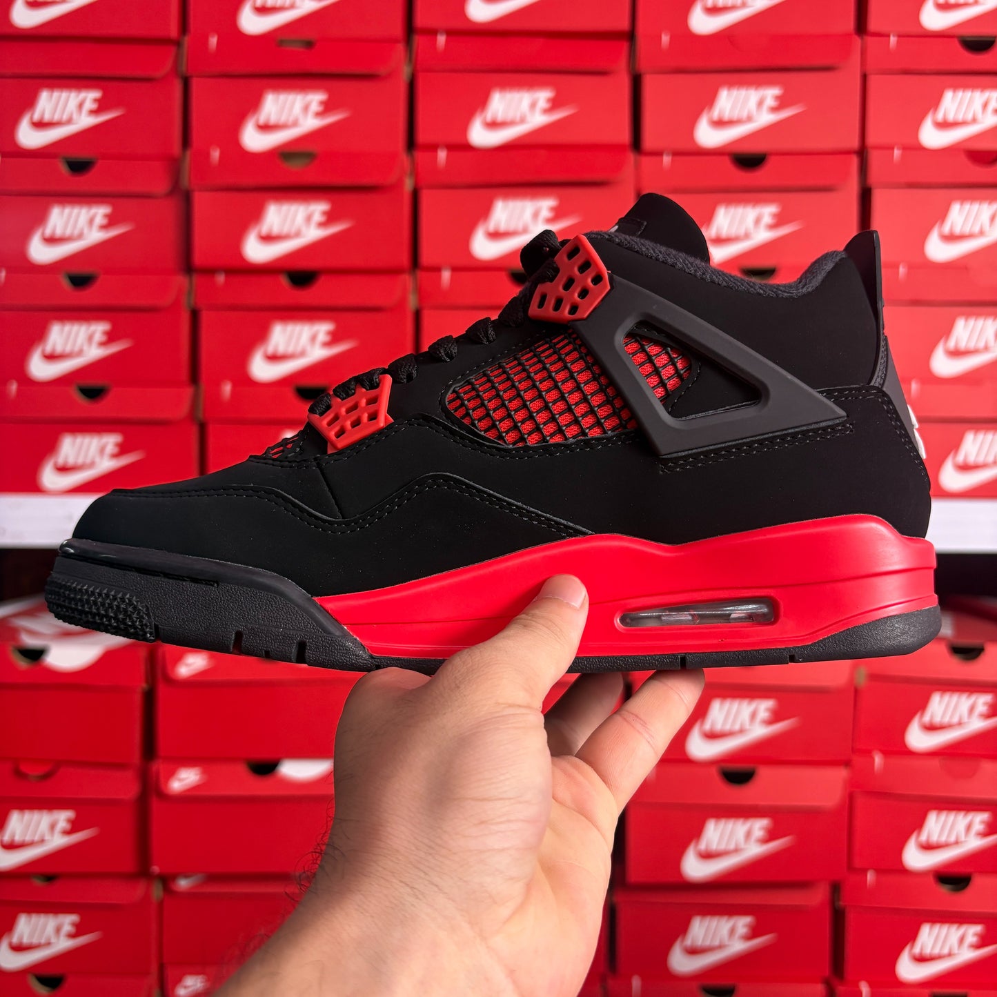 Nike Air Jordan 4 Retro Red Thunder Scarpe Uomo Donna Nero Rosso