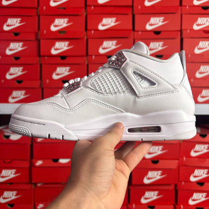 Nike Air Jordan 4 Retro Pure Money Scarpe Uomo Donna White Metallic Silver