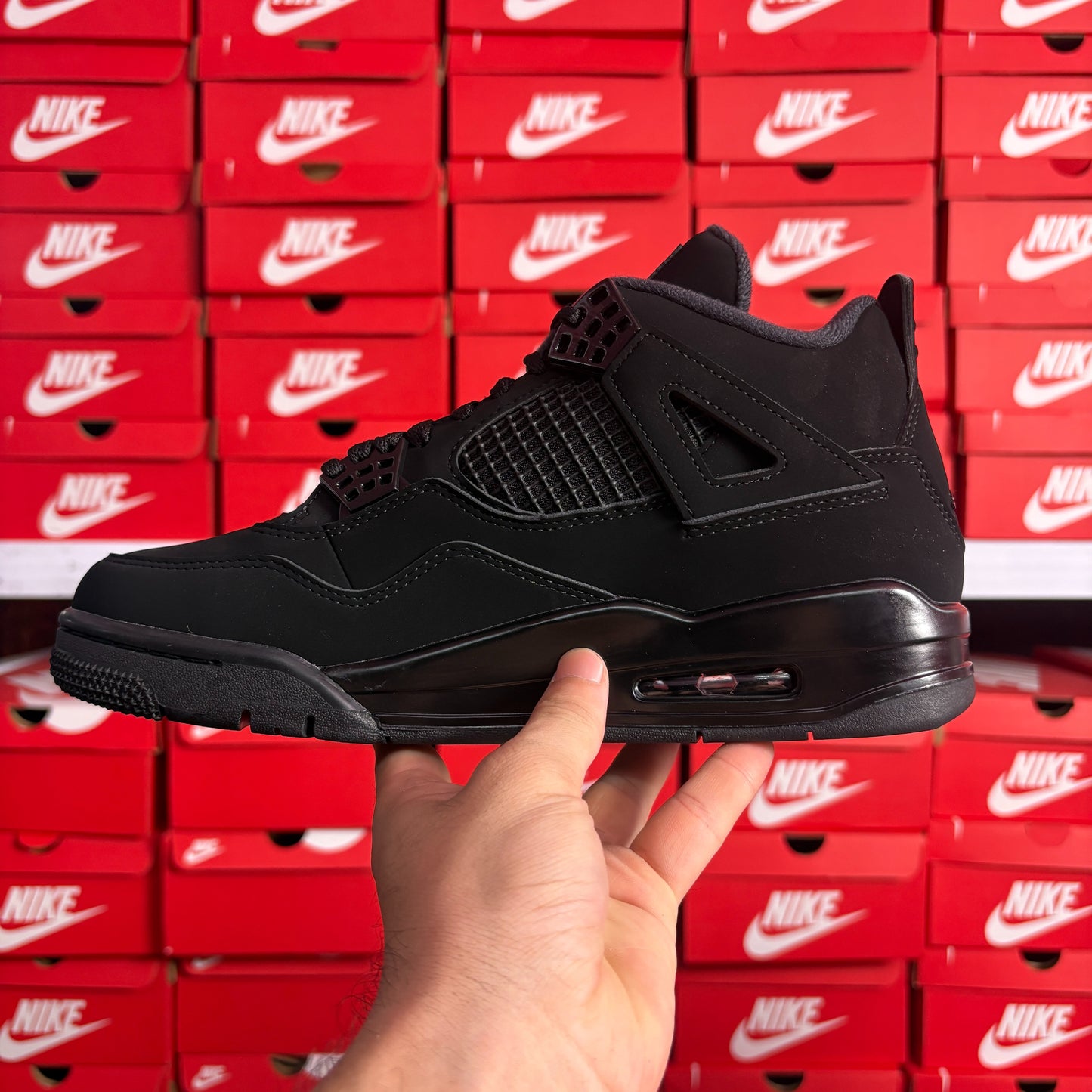 Nike Air Jordan 4 Retro Black Cat Scarpe Sneakers Uomo Donna Nero