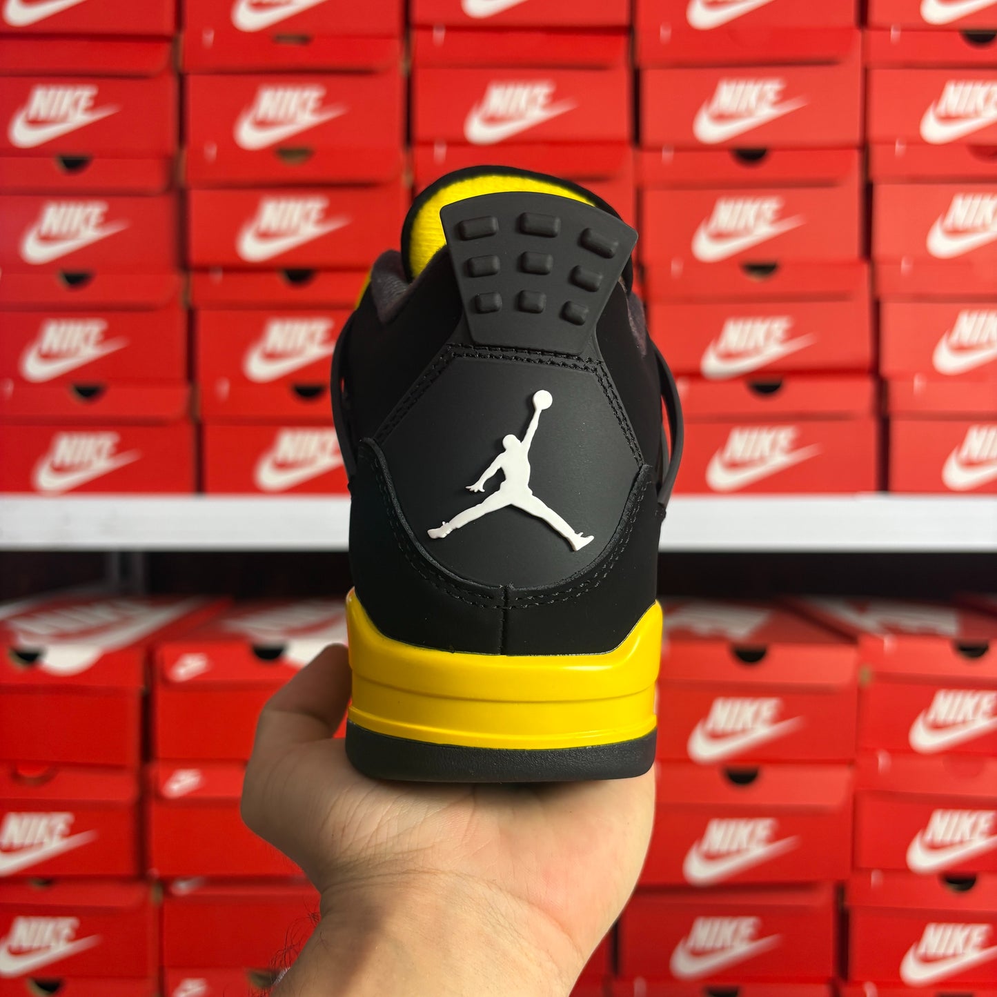 Nike Air Jordan 4 Retro Thunder Black Yellow Uomo Donna Sneakers Scarpe