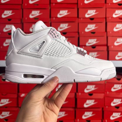 Nike Air Jordan 4 Retro Pure Money Scarpe Uomo Donna White Metallic Silver