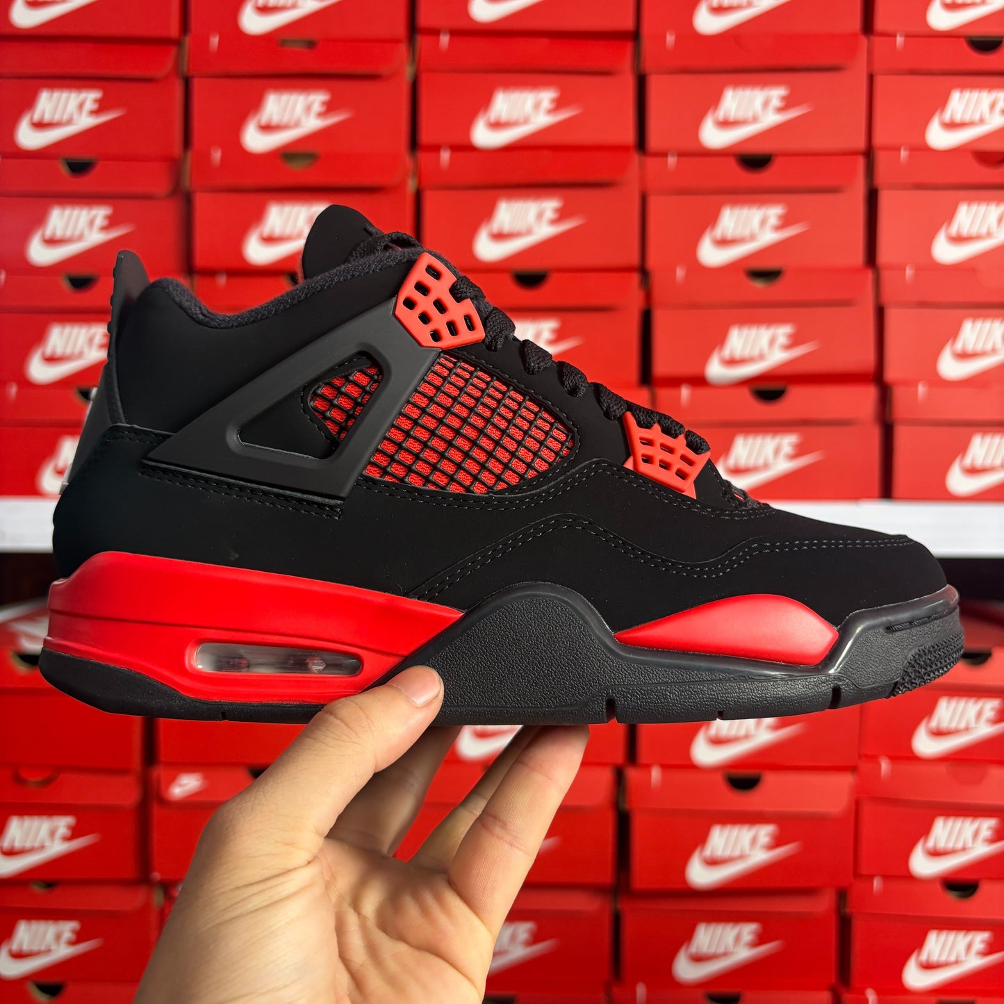 Nike Air Jordan 4 Retro Red Thunder Scarpe Uomo Donna Nero Rosso