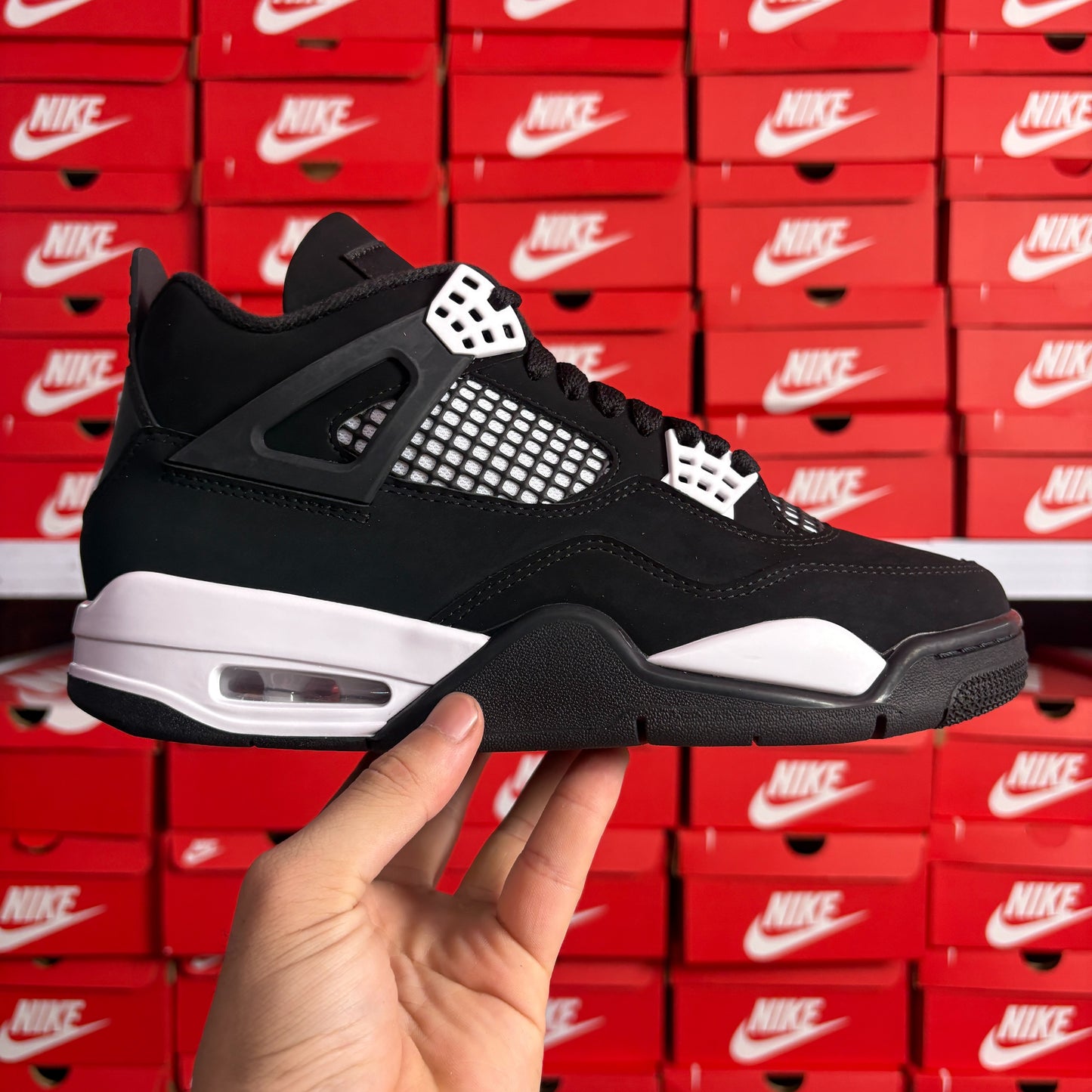 Nike Air Jordan 4 Retro White Thunder Sneakers Uomo Donna